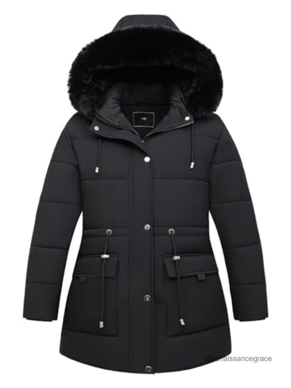 Plus Size Down Parka Coat Faux Fur Hood Zip Waterproof Winter Jacket